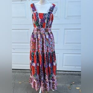 Women's By anthropologie floral patch work maxi ruffle dress  2P